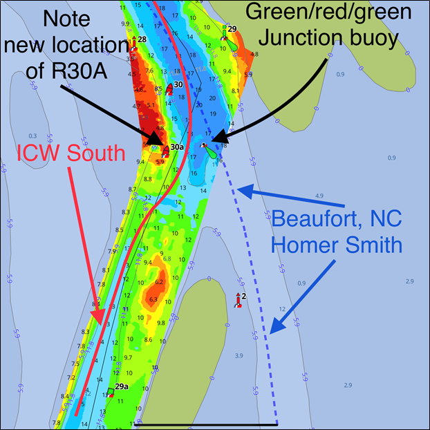 NC Beaufort, Intracoastal and Russell Creek, Caution UPDATE located