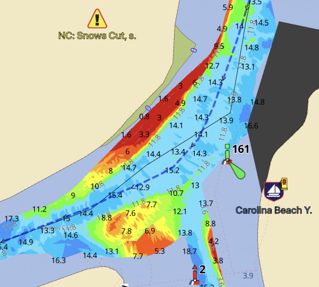 NC Snows Cut, shoaling MM 295 located in Waterway Guide Navigation Alert