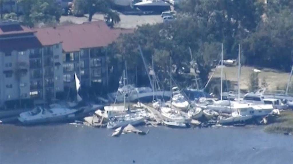 Boats damaged at marina on Hilton Head Island Waterway Guide